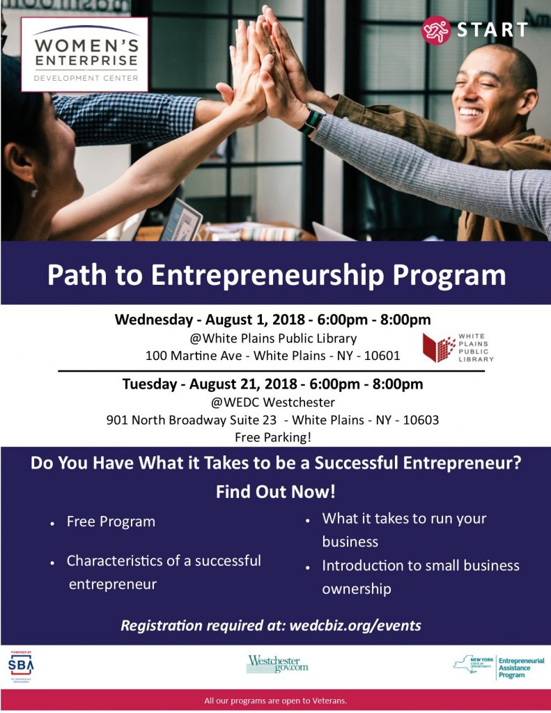 Path to Entrepreneurship White Plains Public Library 8-1-18